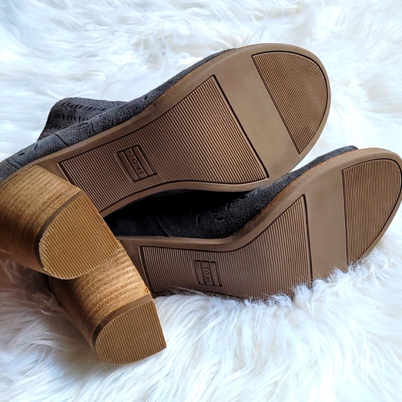 Toms Women Leaf Majorca Suede Peep Toe Ankle Heels Shoes Sandals sz 8.5 - Picture 9 of 10